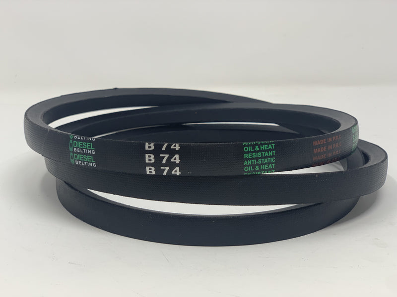 B74 V-Belt 21/32" x 77" Outside Circumference Classic Wrapped Diesel Belting